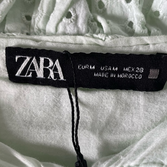 Zara mint green open work/eyelet embroidery midi dress - Picture 16 of 17